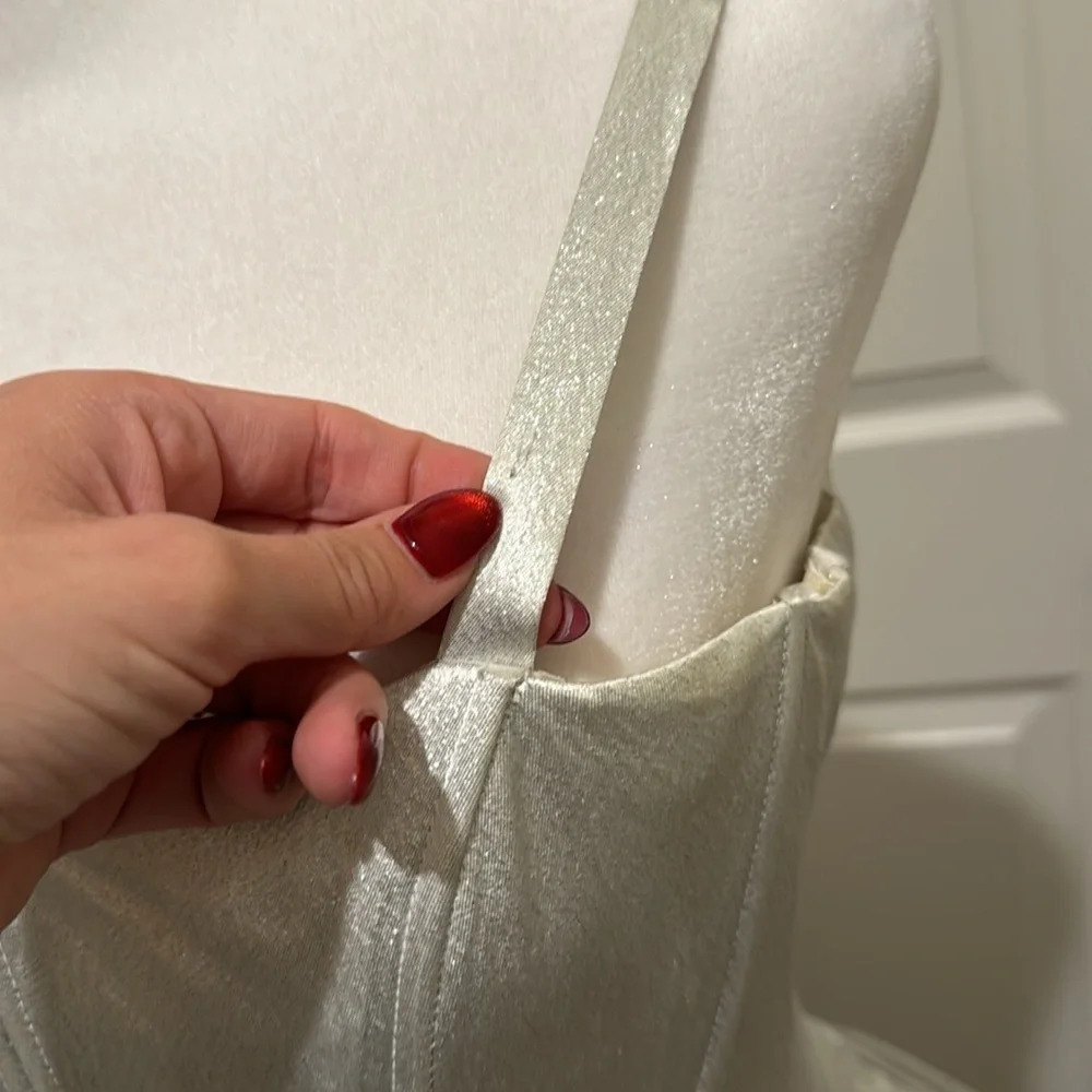 Gunne Sax x Jessica McClintock satin corset ball gown bustle back size 3/4 - Picture 13 of 15